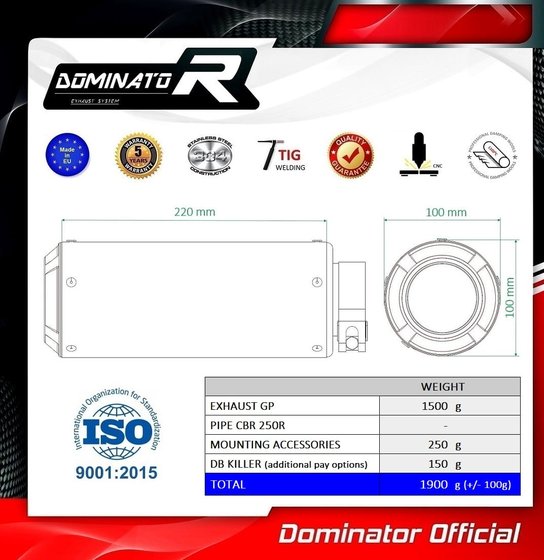 CBR 250 R (2011 - 2013) exhaust silencer muffler gp | Dominator